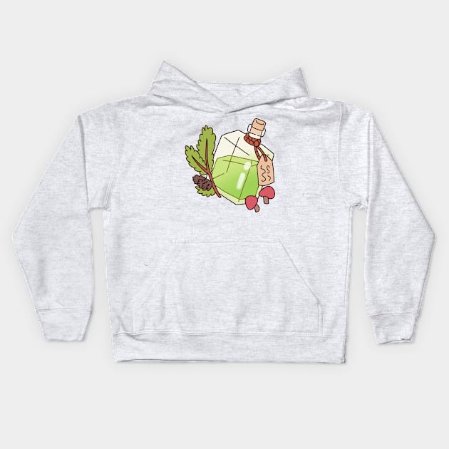 Green Serenity: Bottle with Water and Grass Kids Hoodie by FortuneFrenzy